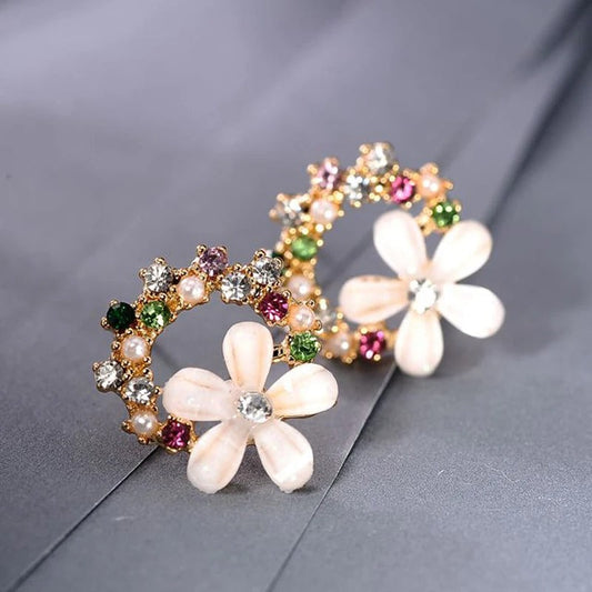 Colorful Flower & Gemstone Earrings-Ariette Jewelry