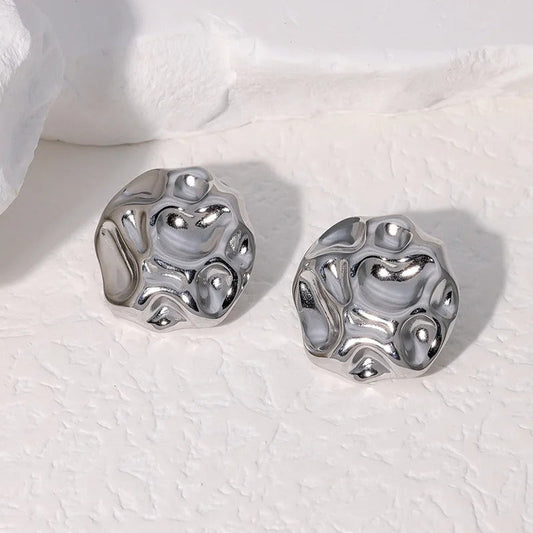 Abstract Wavy Texture Silver Earrings-Ariette Jewelry