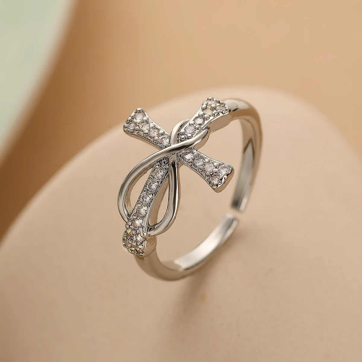 Silver Infinity Cross Resizable Ring-Ariette Jewelry