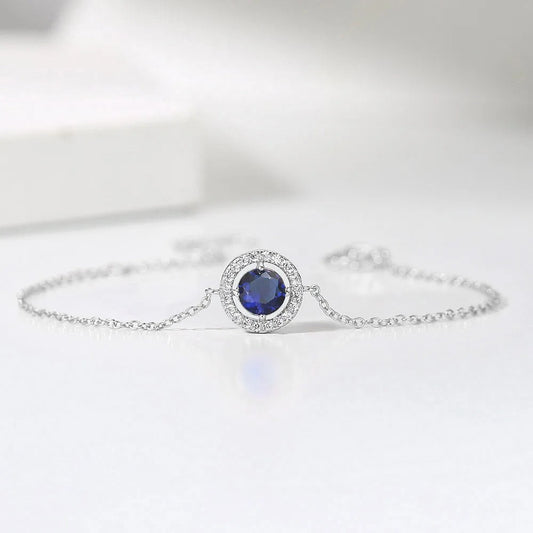 Vintage Silver Blue Crystal & Pave Border Bracelet-Ariette Jewelry