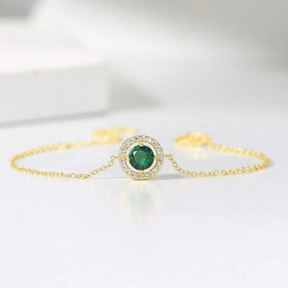 Vintage Gold Green Crystal & Pave Border Bracelet-Ariette Jewelry