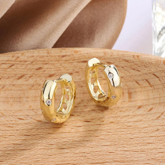 Classy Gold Radiant Crystal Hoop Earrings-Ariette Jewelry