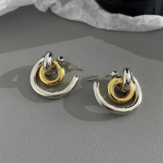 Vintage C-Shaped Gold Classic Stud Earrings-Ariette Jewelry