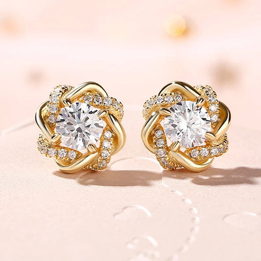 Dazzling Circle Gold Stud Earrings-Ariette Jewelry