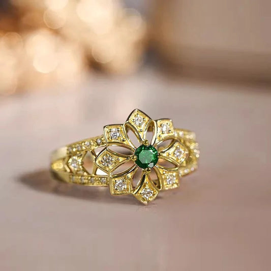 Vintage Gold Lotus Bloom Ring-Ariette Jewelry