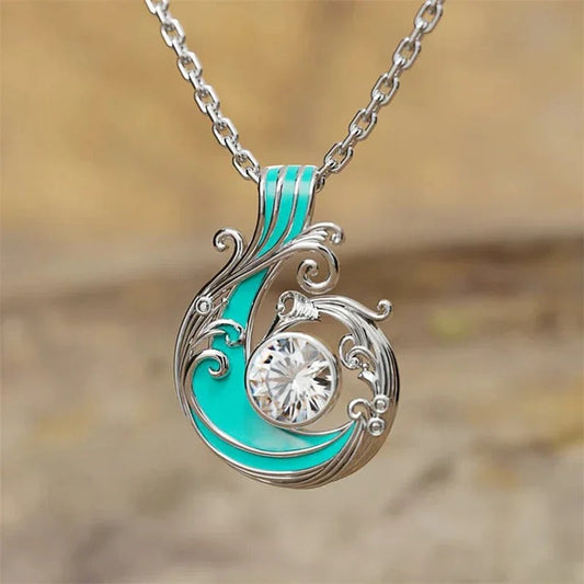 Silver Turquoise Filigree Necklace-Ariette Jewelry