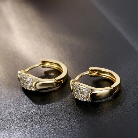 Classic Gold Sparkling Gemstone Hoop Earrings-Ariette Jewelry