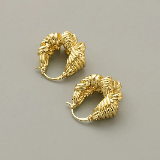 Gold Chunky Knot Earrings-Ariette Jewelry