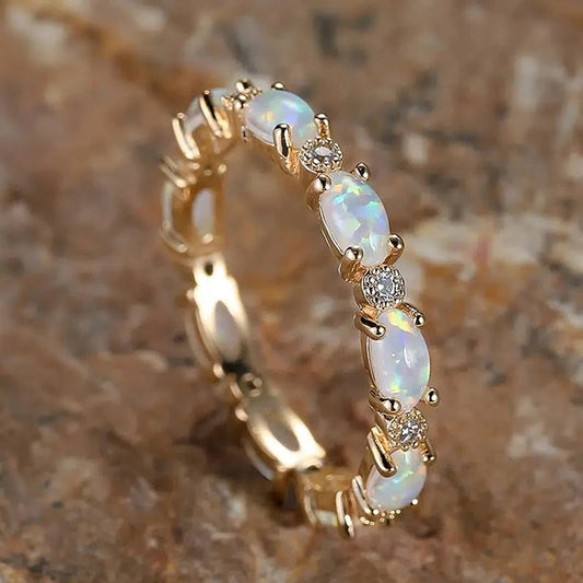 Vintage Gold Opal Eternity Ring-Ariette Jewelry