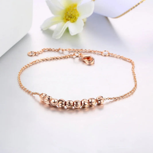 Classic Rose Gold Smooth Round Bead Bracelet-Ariette Jewelry