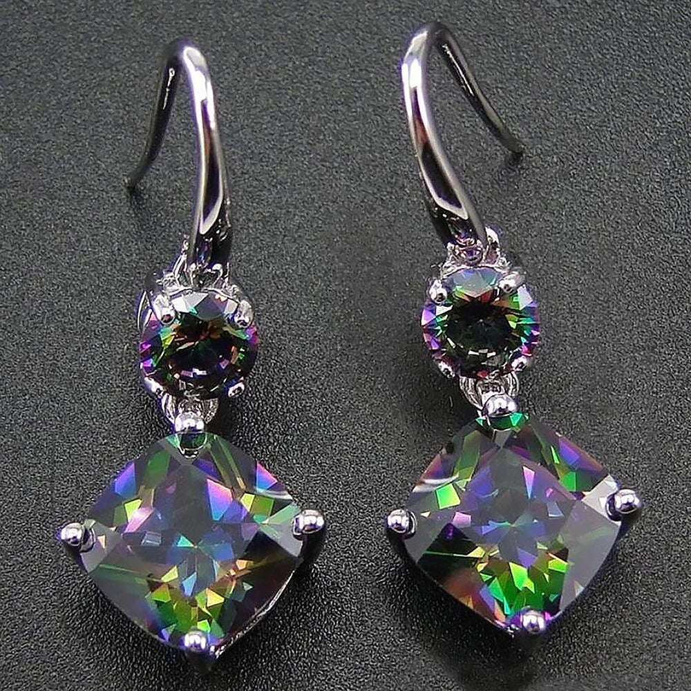 Vibrant Multi-Color Crystal Drop Earrings-Ariette Jewelry