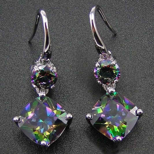 Vibrant Multi-Color Crystal Drop Earrings-Ariette Jewelry