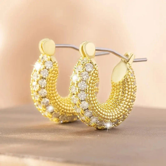 Gold Crystal Beaded Earrings-Ariette Jewelry