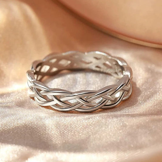 Twisted Silver Woven Band Ring-Ariette Jewelry