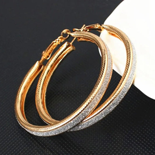 Vintage Two-Tone Gold & Silver Hoop Earrings-Ariette Jewelry