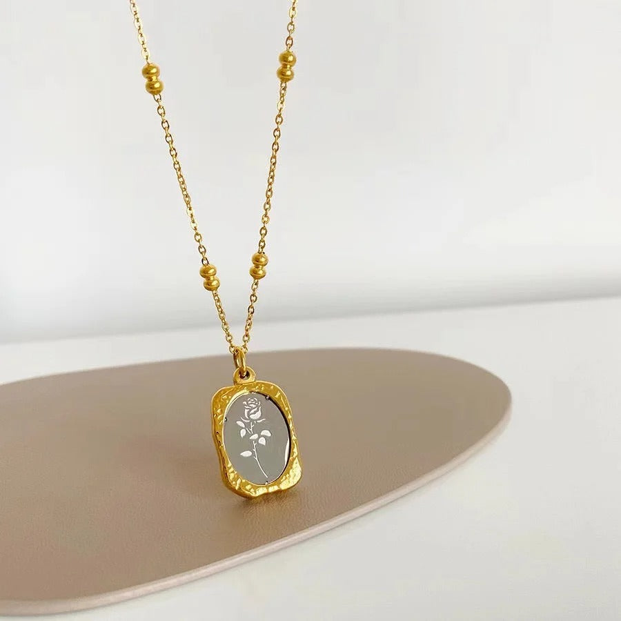 Gold Rose Charm Pendant Necklace-Ariette Jewelry