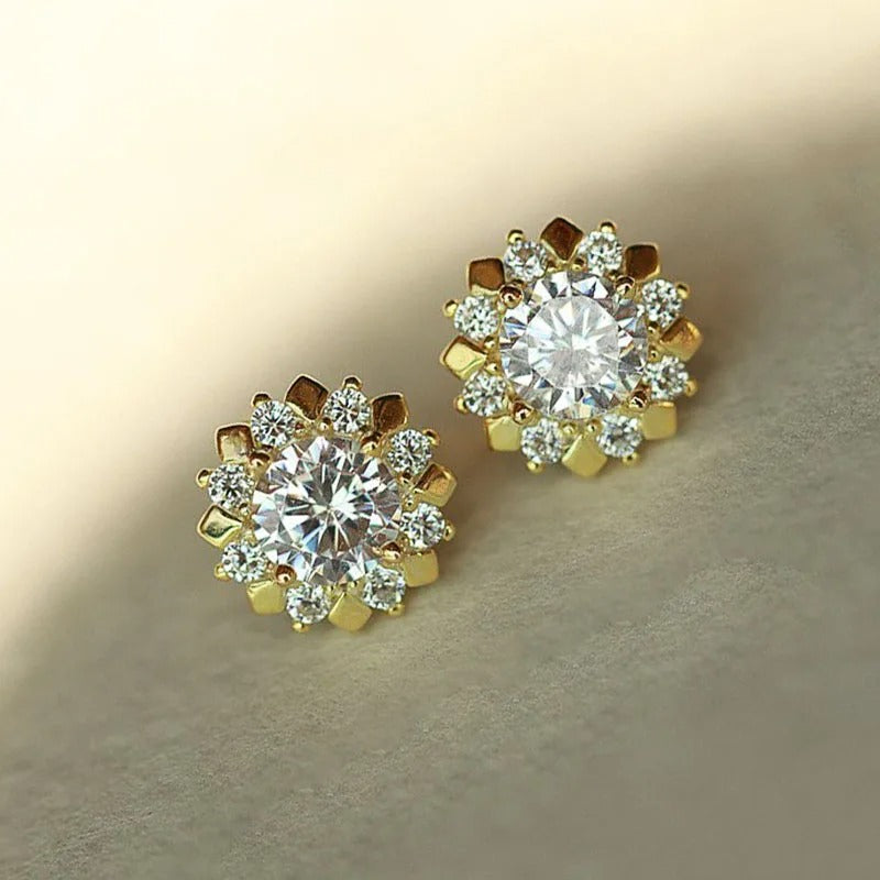 Gold Petal Cluster Earrings-Ariette Jewelry