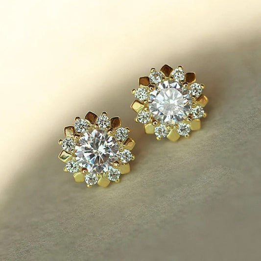 Gold Petal Cluster Earrings-Ariette Jewelry