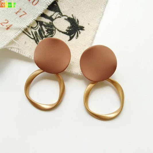 Vintage Matte Brown & Gold Hoop Earrings-Ariette Jewelry