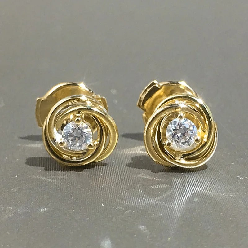 Gold Spiral Sparkle Earrings-Ariette Jewelry