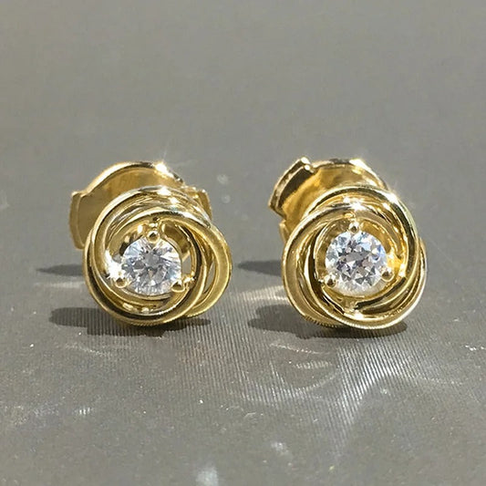Gold Spiral Sparkle Earrings-Ariette Jewelry