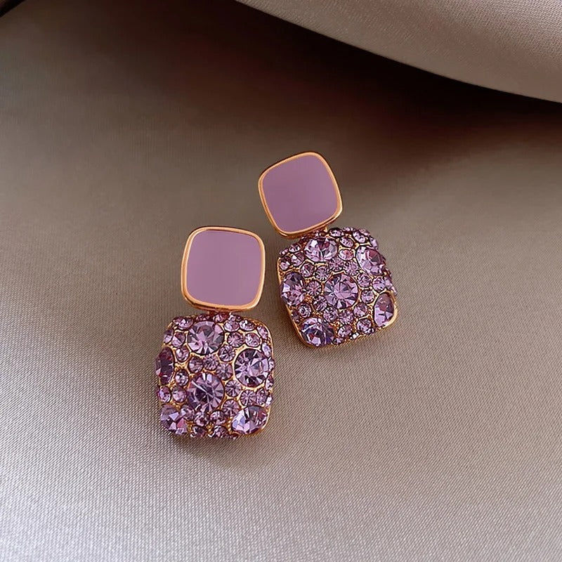 Sparkling Purple Retro Earrings-Ariette Jewelry