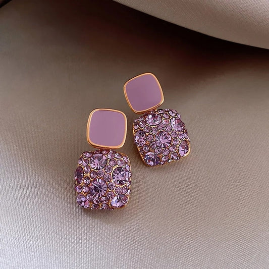 Sparkling Purple Retro Earrings-Ariette Jewelry