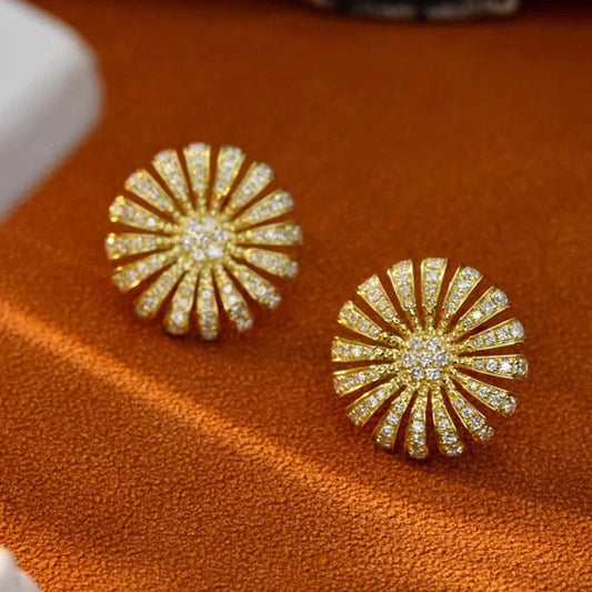 Vintage Gold Twinkle Petal Earrings-Ariette Jewelry