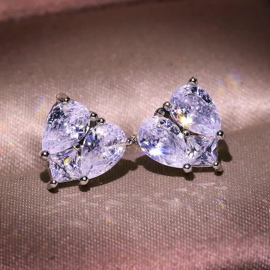 Timeless Heart-Shaped Brilliant Gemstone Sparkle Earrings-Ariette Jewelry