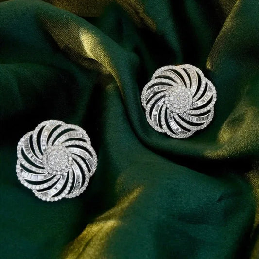 Silver Sparkle Swirl Earrings-Ariette Jewelry