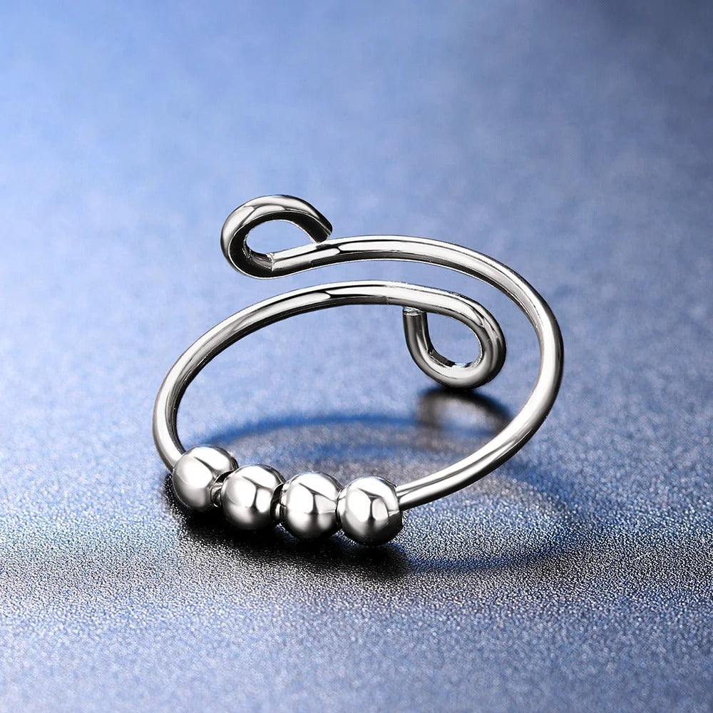 Vintage Silver Minimalist Swirl Adjustable Ring-Ariette Jewelry