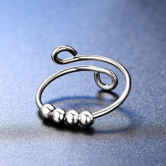 Vintage Silver Minimalist Swirl Adjustable Ring-Ariette Jewelry
