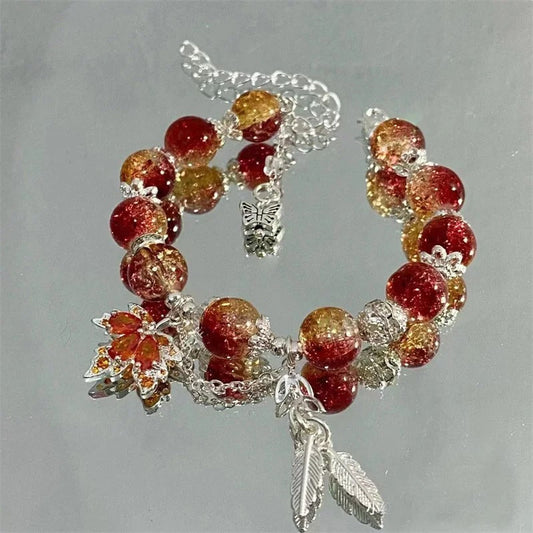 Silver Autumn Leaf & Butterfly Bracelet-Ariette Jewelry