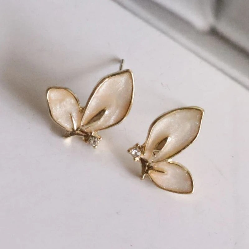 Vintage Gold Butterfly Stud Earrings-Ariette Jewelry