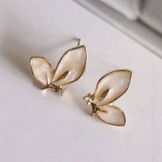 Vintage Gold Butterfly Stud Earrings-Ariette Jewelry