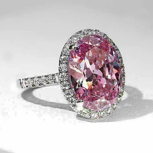 Vintage Silver Pink Diamond Style Ring-Ariette Jewelry
