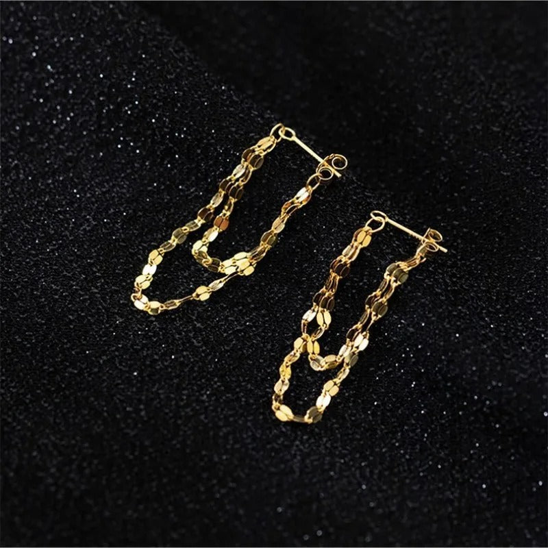 Vintage Gold Chain Drop Earrings-Ariette Jewelry