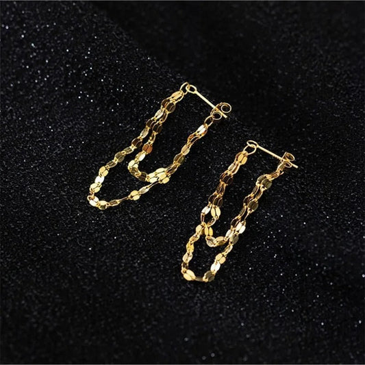 Vintage Gold Chain Drop Earrings-Ariette Jewelry