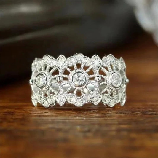 Vintage Silver Mandala Filigree Ring-Ariette Jewelry