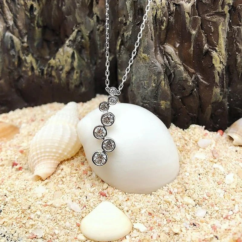 Vintage Silver Round Crystal Necklace-Ariette Jewelry