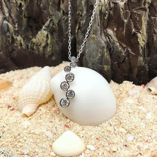 Vintage Silver Round Crystal Necklace-Ariette Jewelry