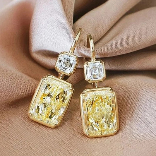 Vintage Gold Yellow Crystal Earrings-Ariette Jewelry