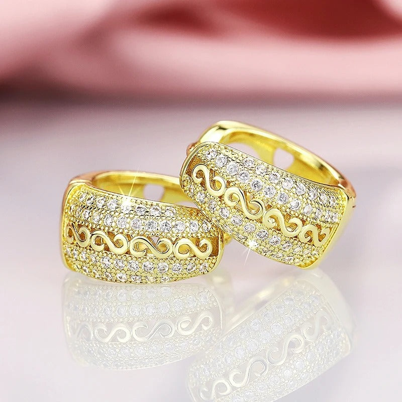 Gold Vintage Wave Pattern Earrings-Ariette Jewelry