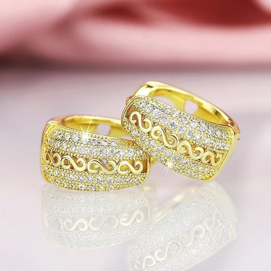Gold Vintage Wave Pattern Earrings-Ariette Jewelry