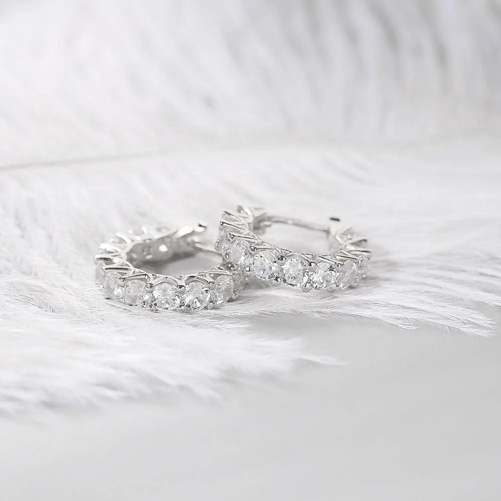 Vintage Silver Classic Round Cut Hoop Earrings-Ariette Jewelry