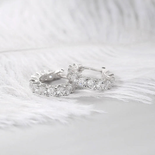 Vintage Silver Classic Round Cut Hoop Earrings-Ariette Jewelry