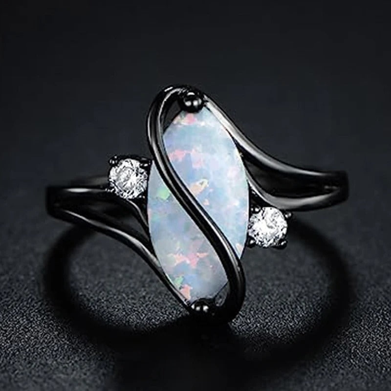 Vintage Black & Opal Twist Ring-Ariette Jewelry
