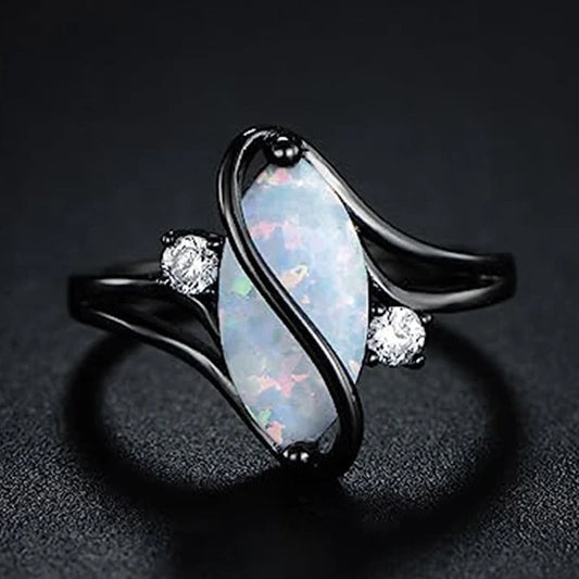 Vintage Black & Opal Twist Ring-Ariette Jewelry