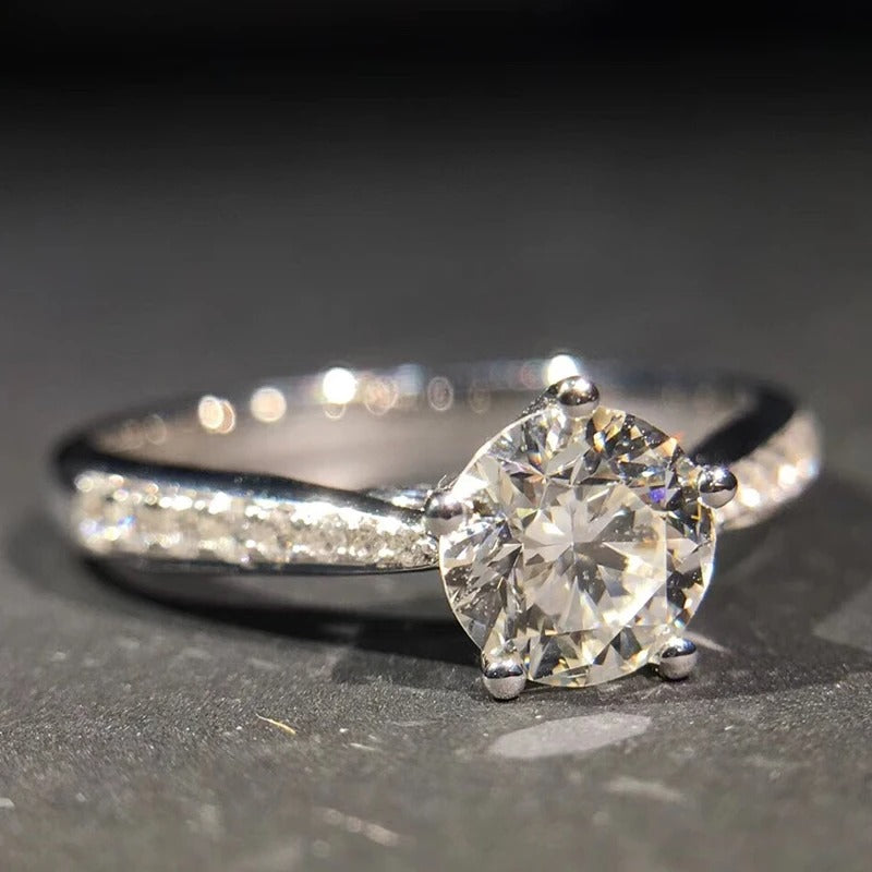 Silver Classic Solitaire Ring-Ariette Jewelry