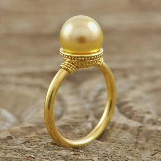 Vintage Gold Pearl Dome Ring-Ariette Jewelry